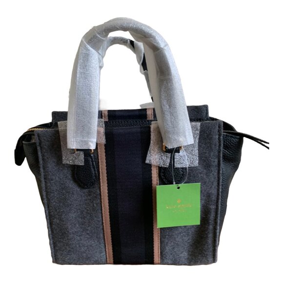 NWT KATE SPADE Charcoal Grey & Navy Jackson Street Small Hayden Satchel RARE - Picture 10 of 13